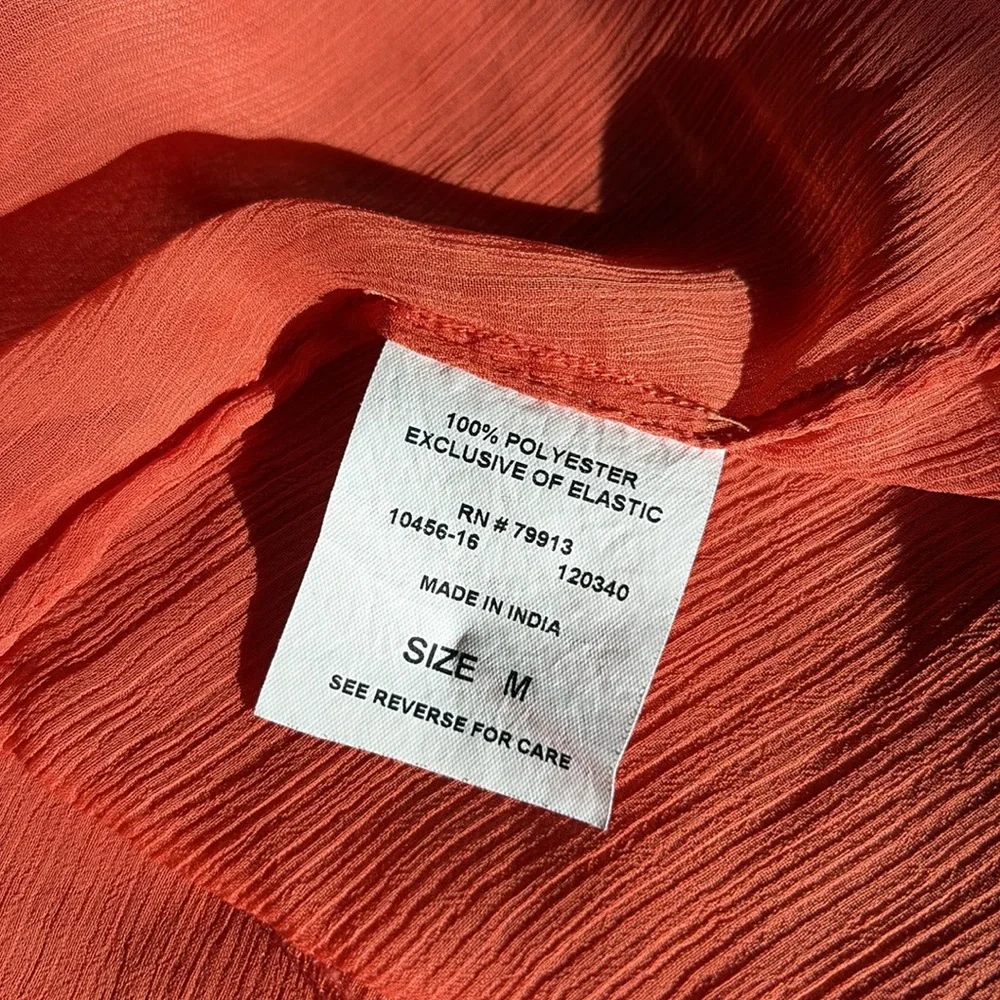 Mimi Maternity Chiffon Empire Waist Flutter Sleeve Blouse Coral Orange M NWOT